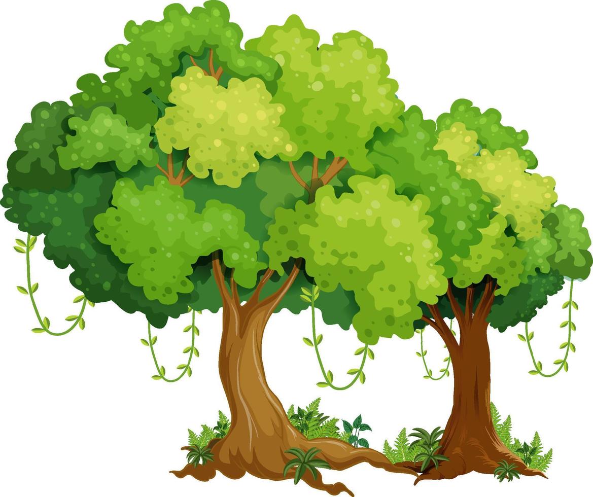 dibujos animados aislados de árbol grande vector