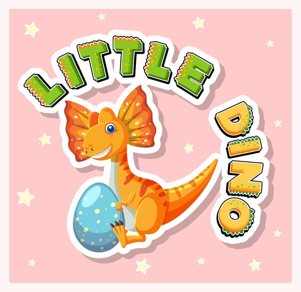 Little cute dinosaur cartoon poster vector