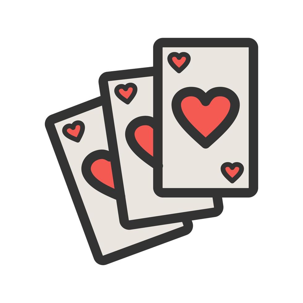 icono de línea llena de baraja de cartas vector