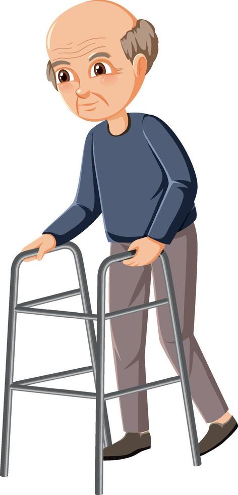 Elderly man with walker vector