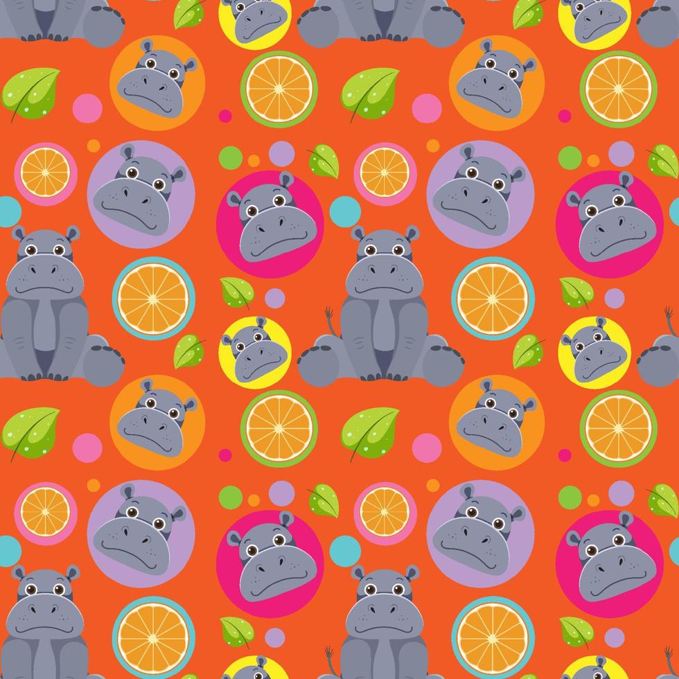 Cute hippopotamus seamless pattern vector