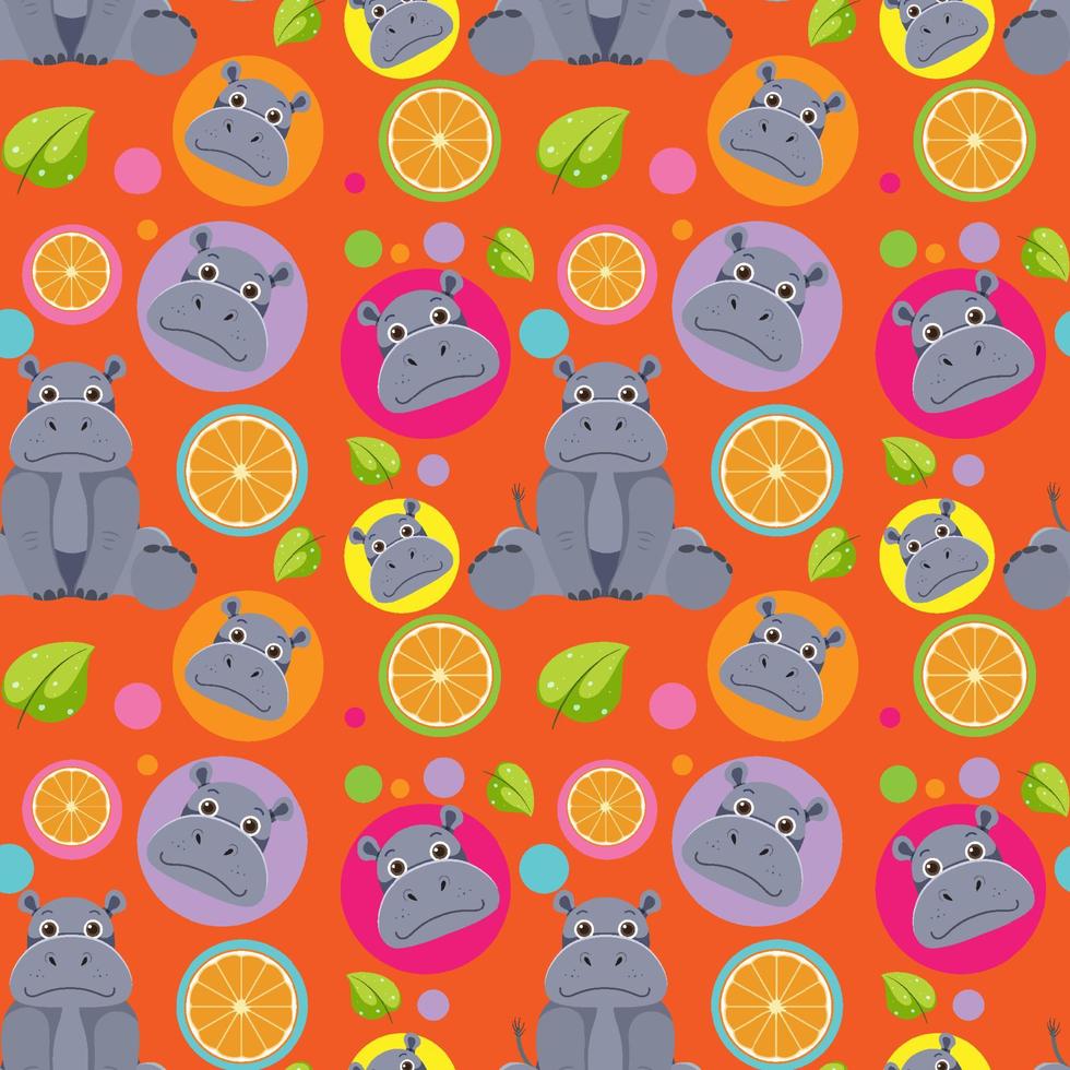 Cute hippopotamus seamless pattern vector