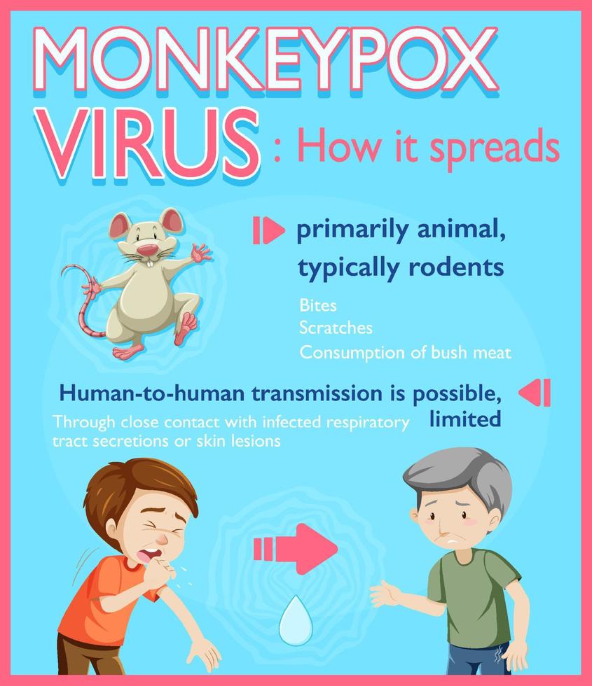 Monkeypox virus symptoms infographic vector