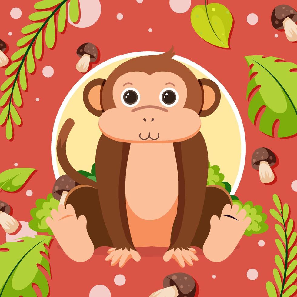 Cute monkey in flat cartoon style vector