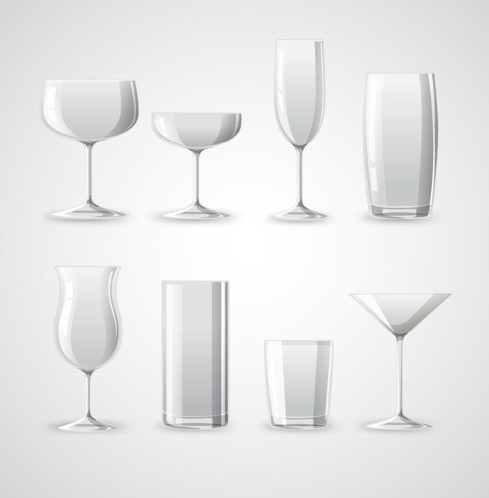 Types of cocktail glasses vector