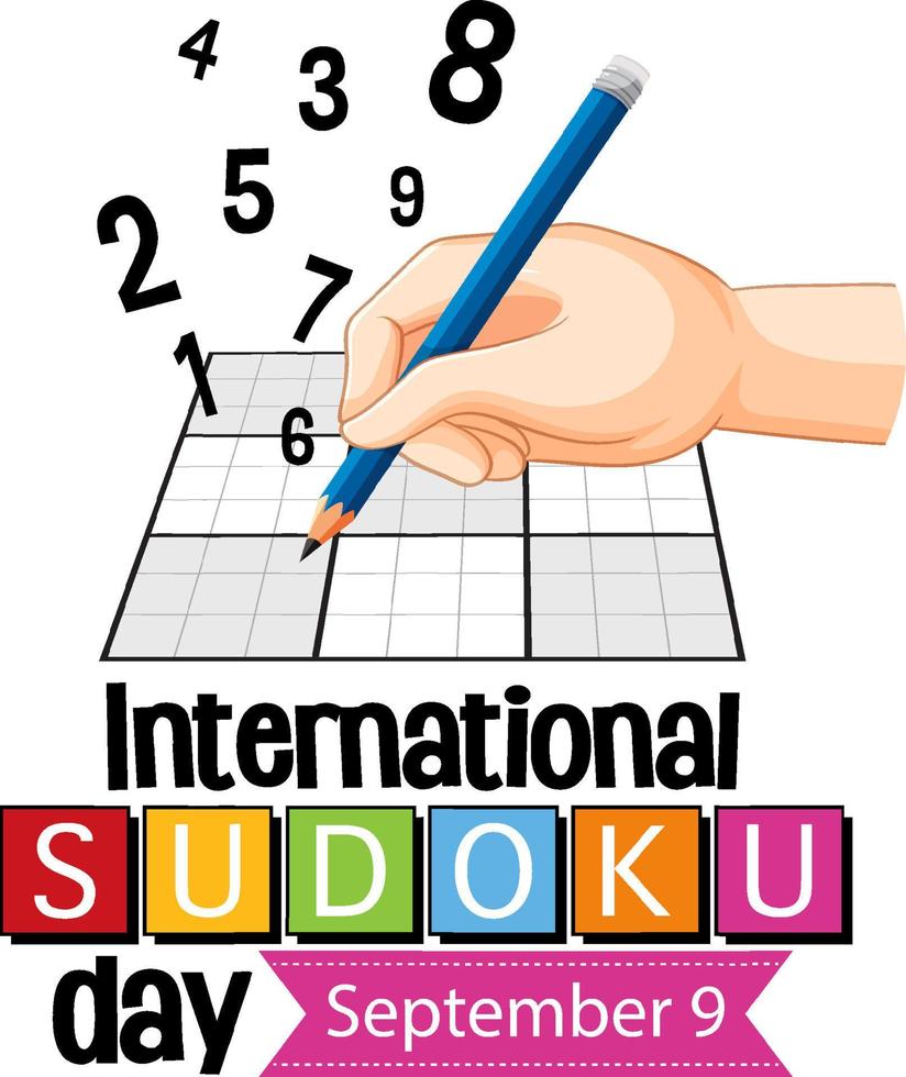 día internacional del sudoku 9 de septiembre vector