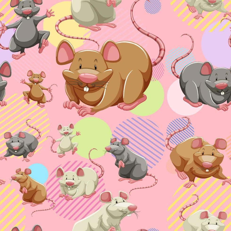 Cute mouse seamless pattern vector