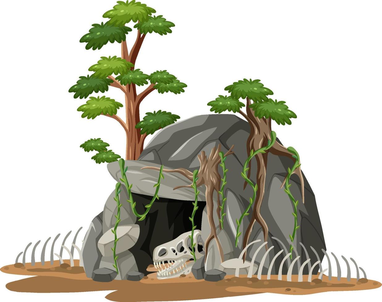 Stone cave with fossils vector