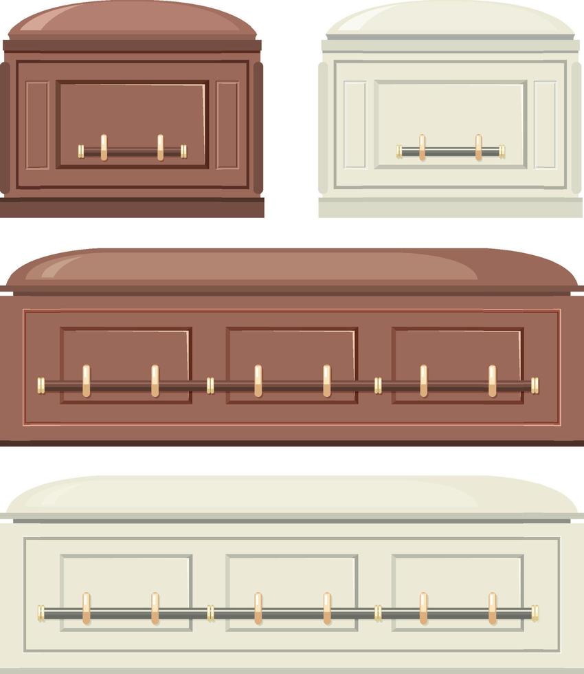 Set of different coffins isolated vector