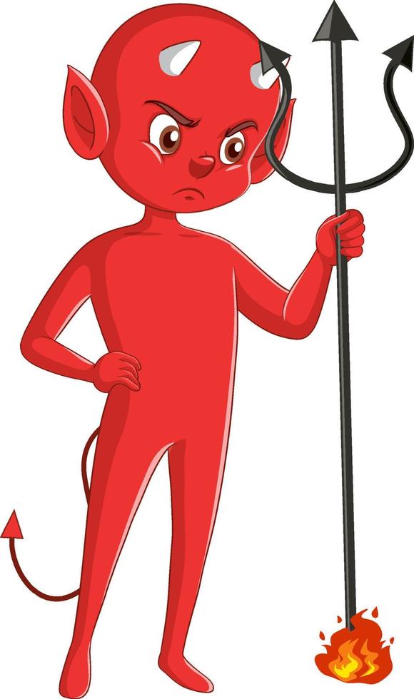 Wicked devil cartoon character on white background vector