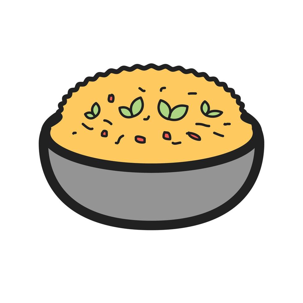 icono de línea llena de risotto vector