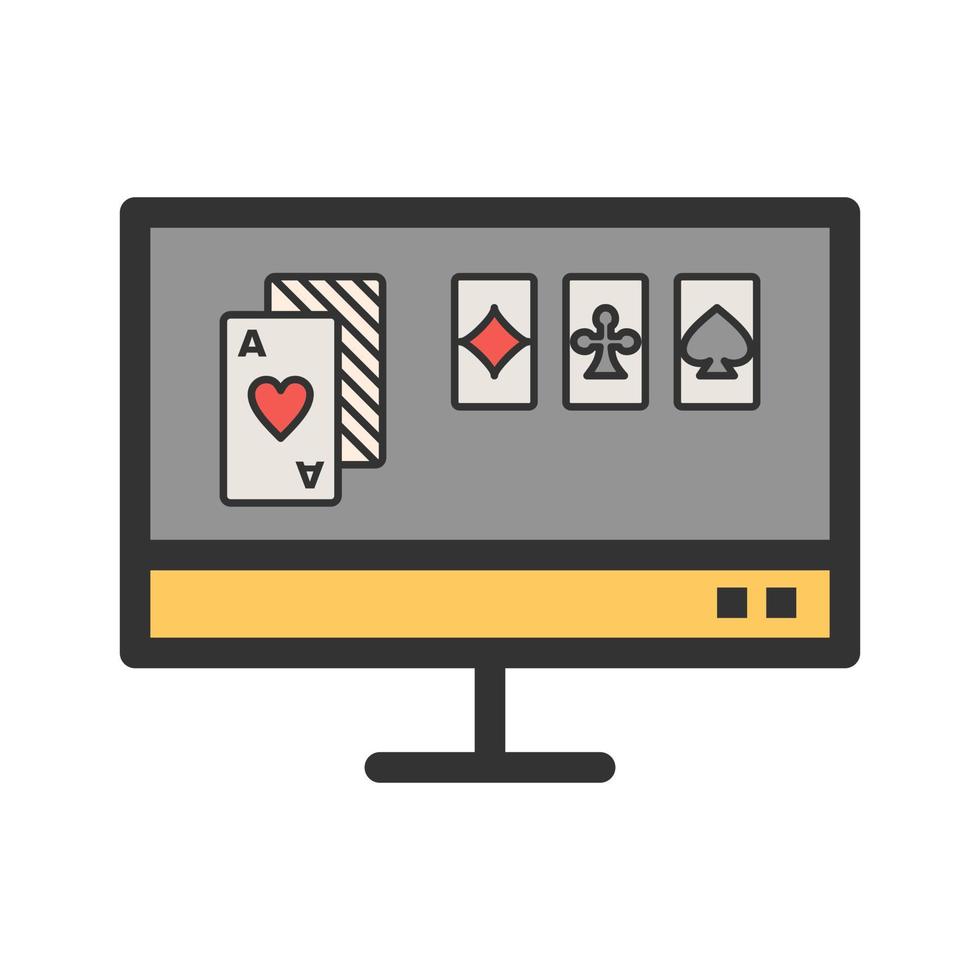 Online Gambling Filled Line Icon vector