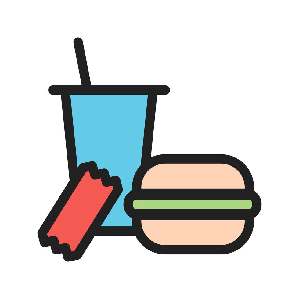 icono de línea llena de almuerzo vector