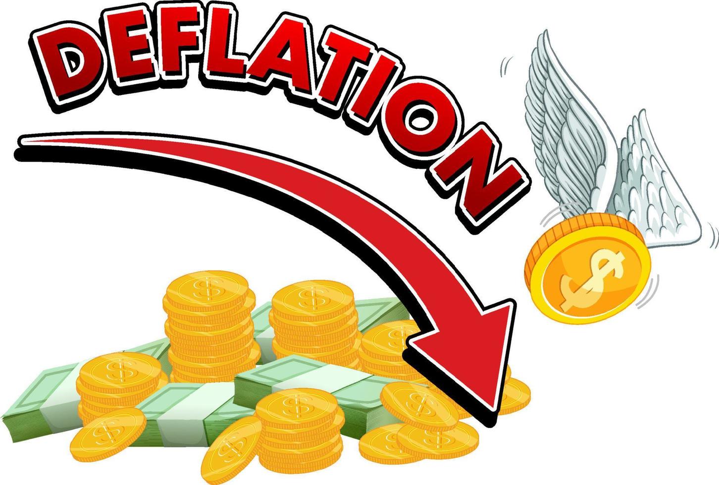 Deflation logo with arrow pointing down vector