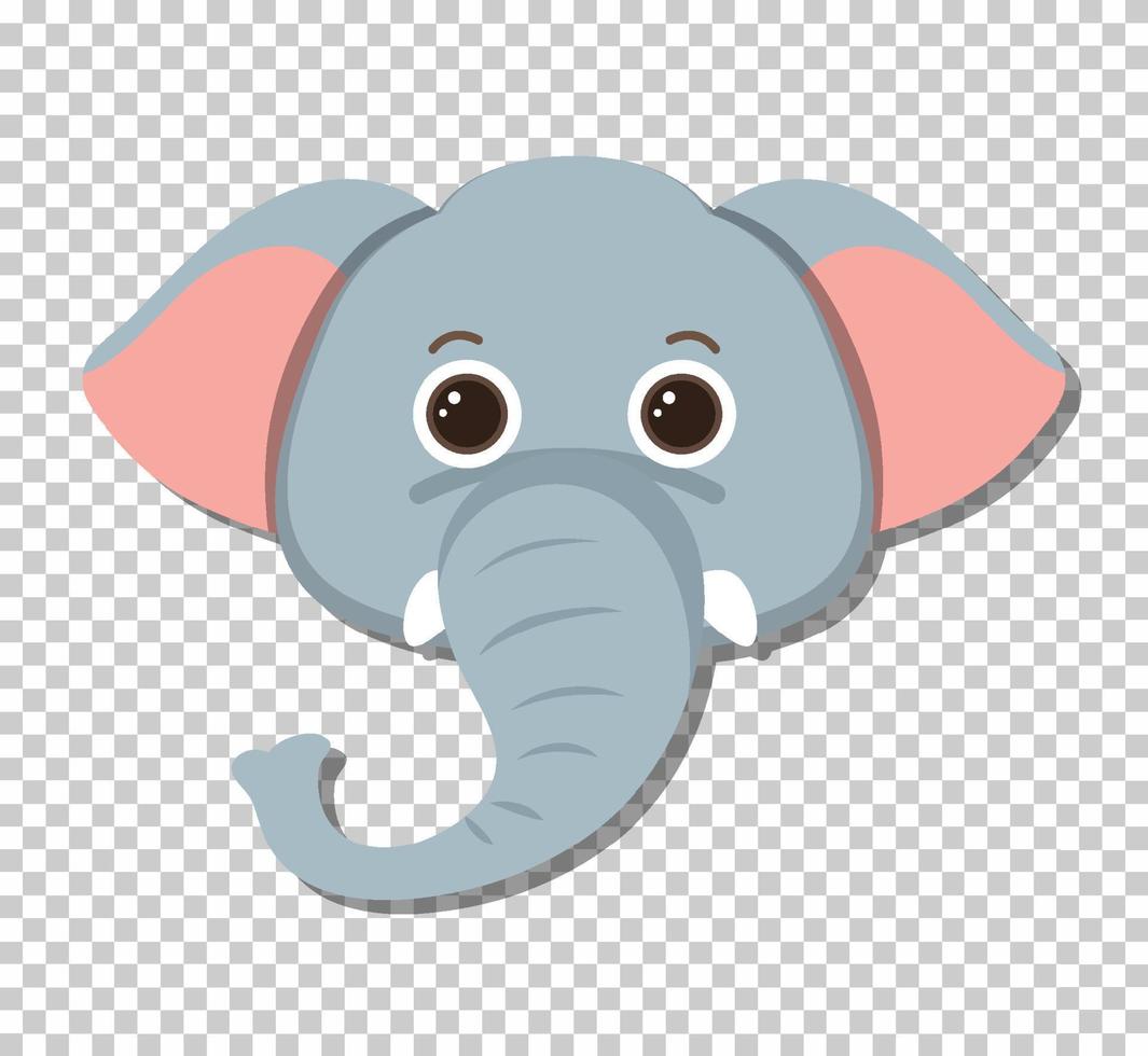 linda cabeza de elefante en estilo de dibujos animados plana vector