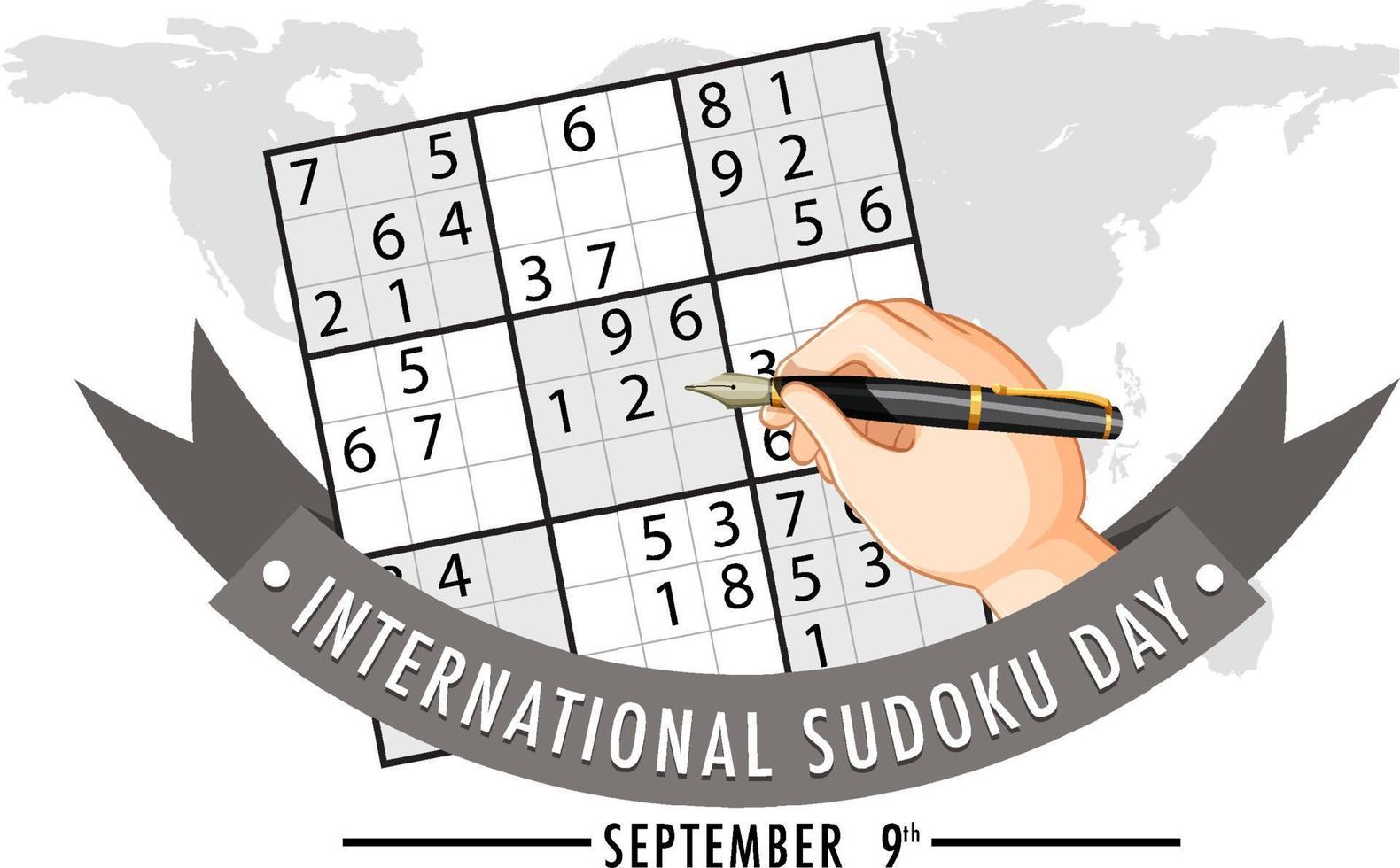 día internacional del sudoku 9 de septiembre vector