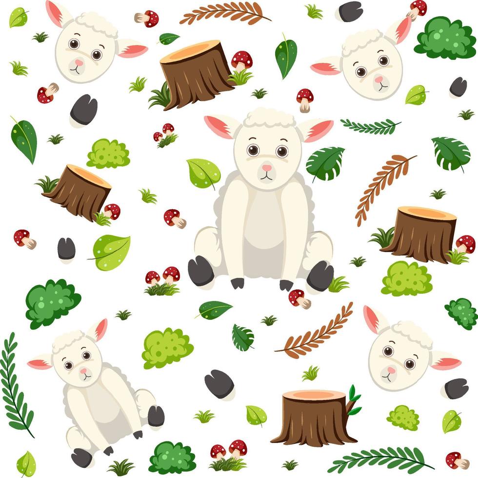 Sheep cute animal seamless pattern vector