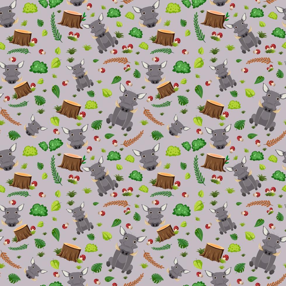 Cute boar seamless pattern vector