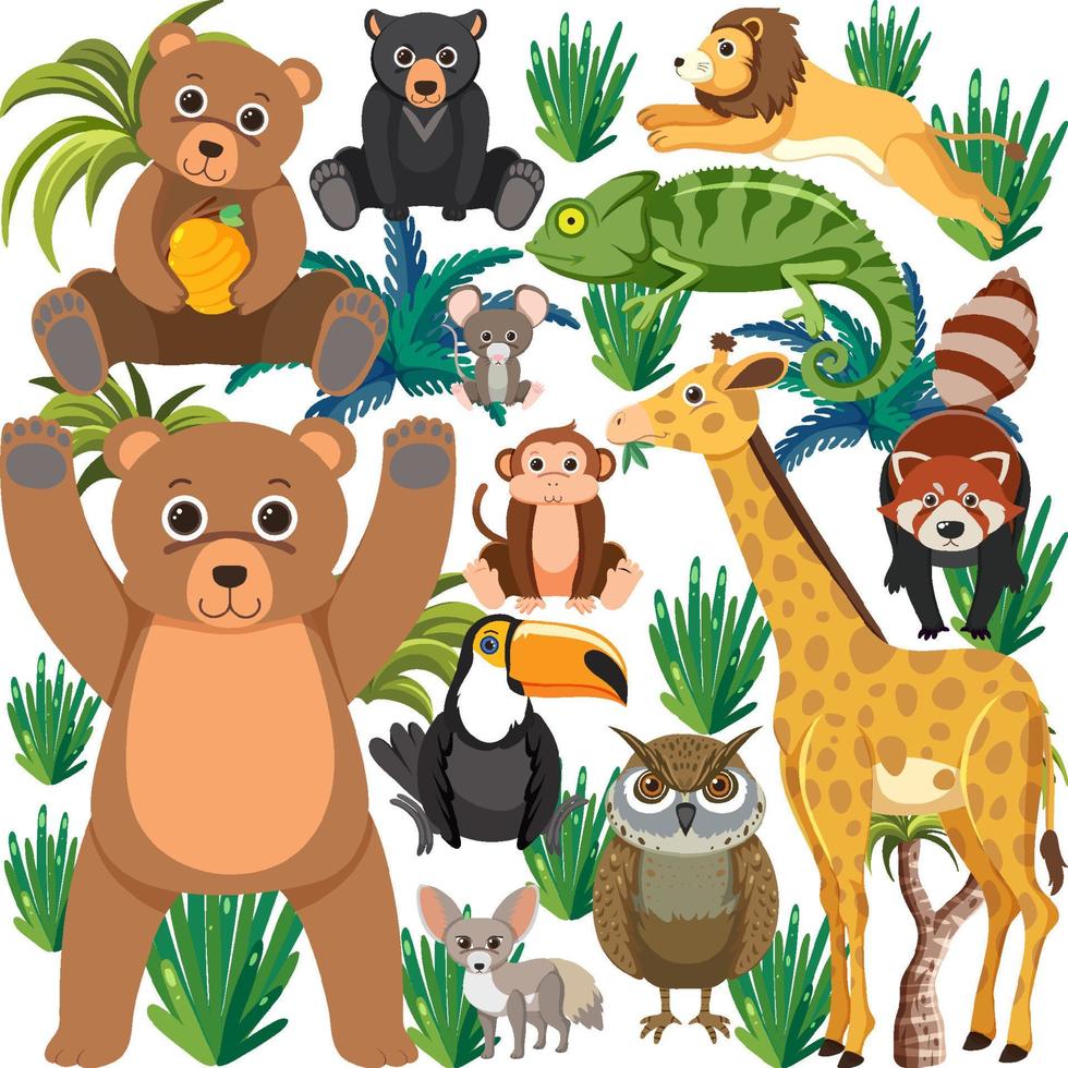 Cute wild animals seamless pattern vector