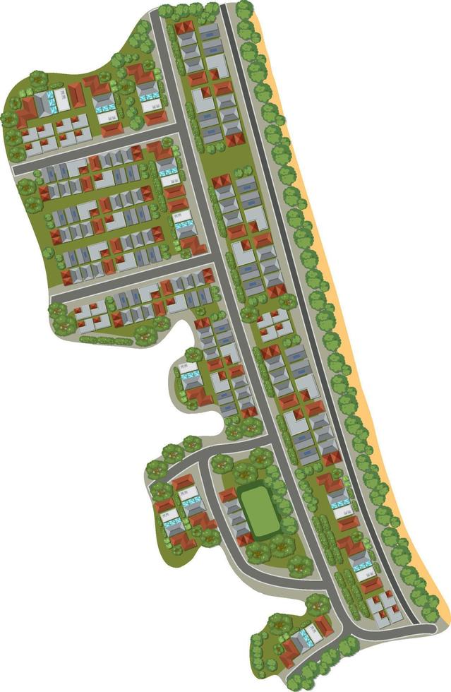 Aerial view of town landscape isolated vector