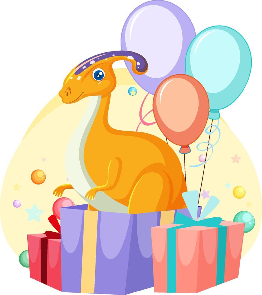 Cute dinosaur themed party cartoon vector