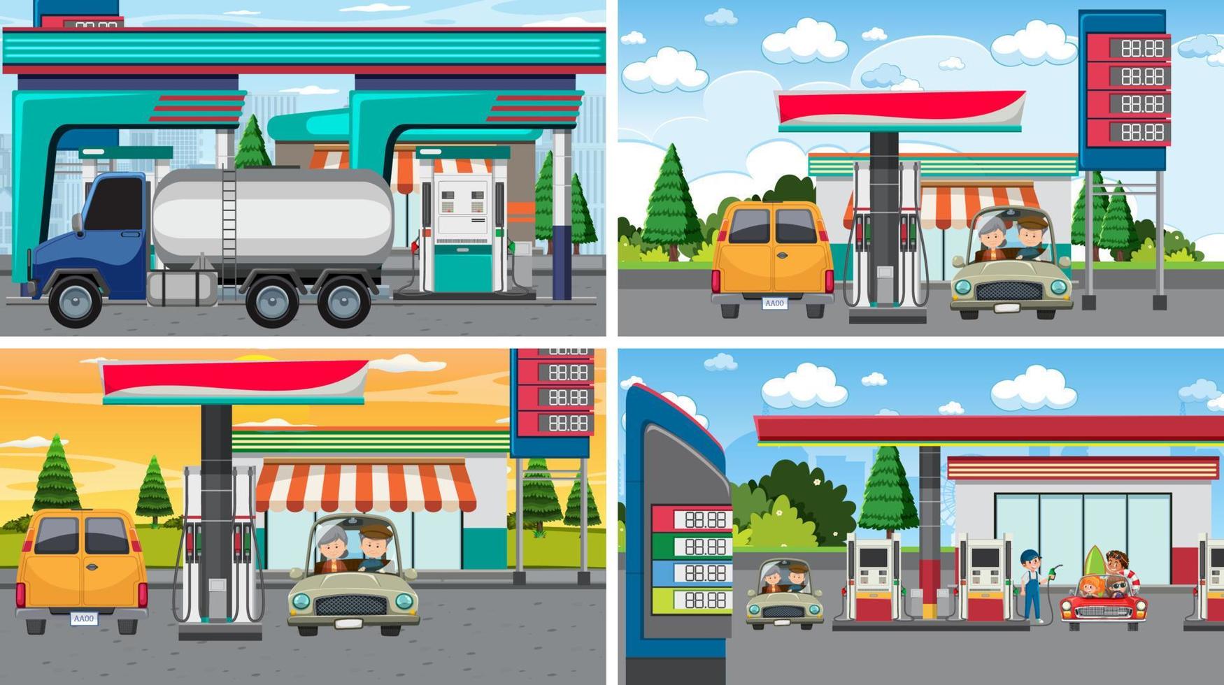 Four different petroleum industry scenes vector