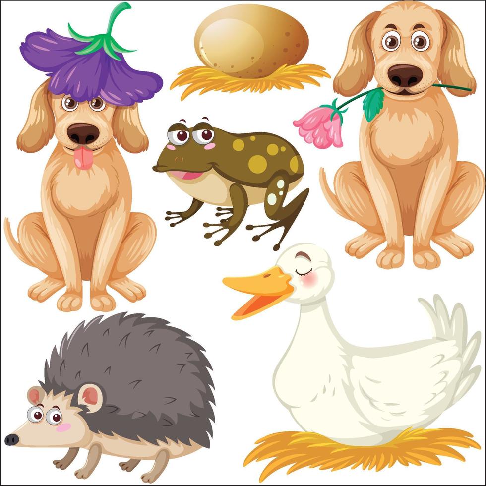 conjunto de varios animales salvajes en estilo de dibujos animados vector