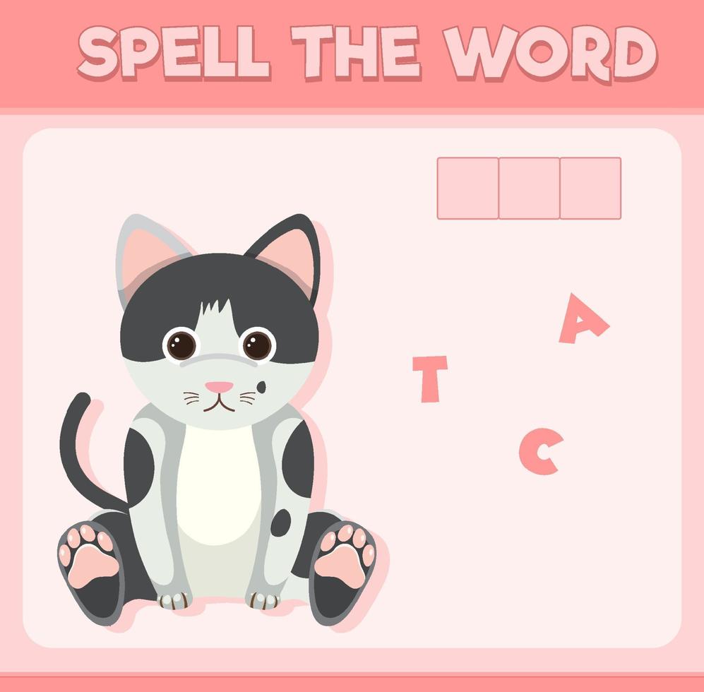 deletrear juego de palabras con word cat vector