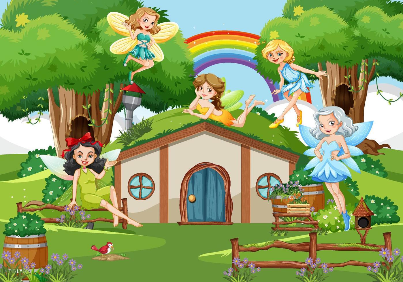Fairy tale in the garden vector