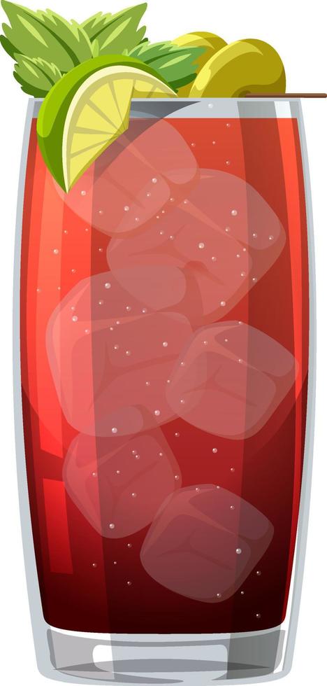 Bloody Mary cocktail in the glass on white background vector