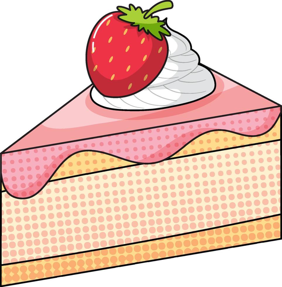 Strawberry cake on white background vector