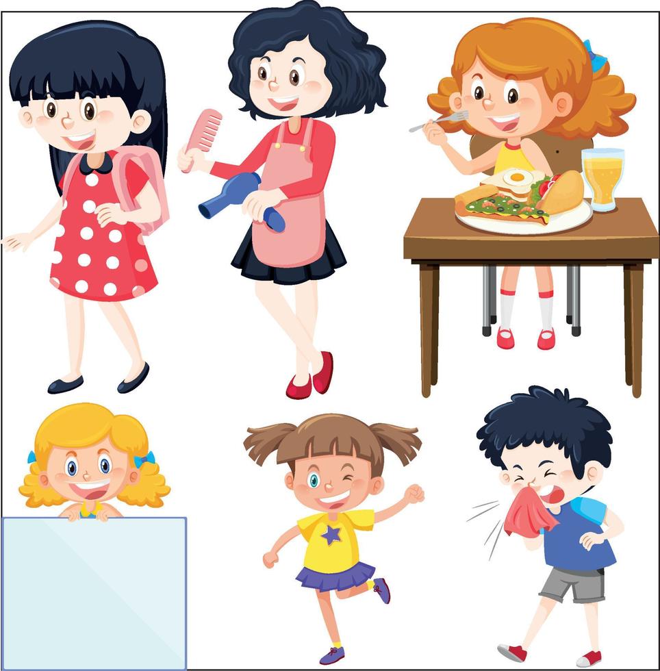 Set of different happy kids vector