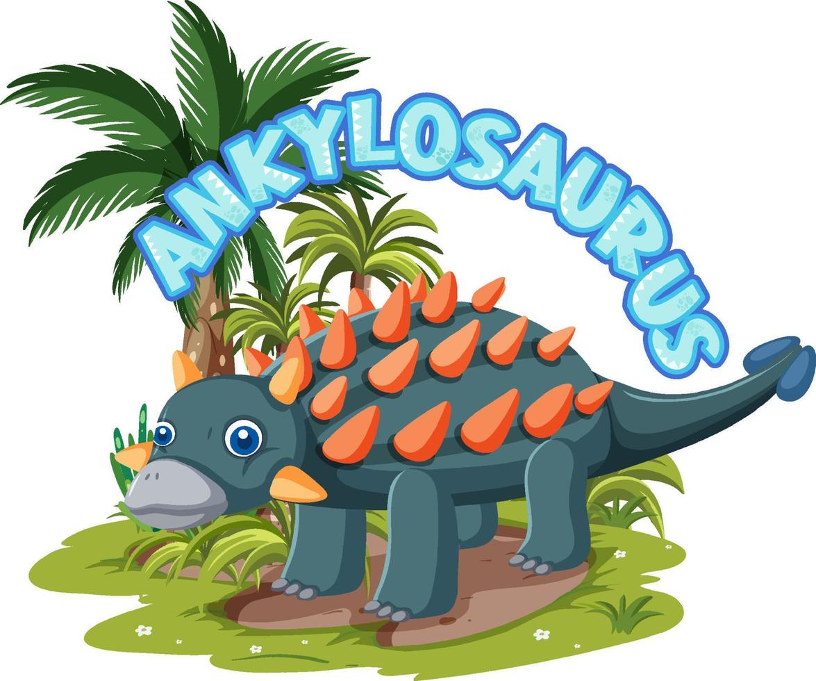 Little cute ankylosaurus dinosaur cartoon character vector