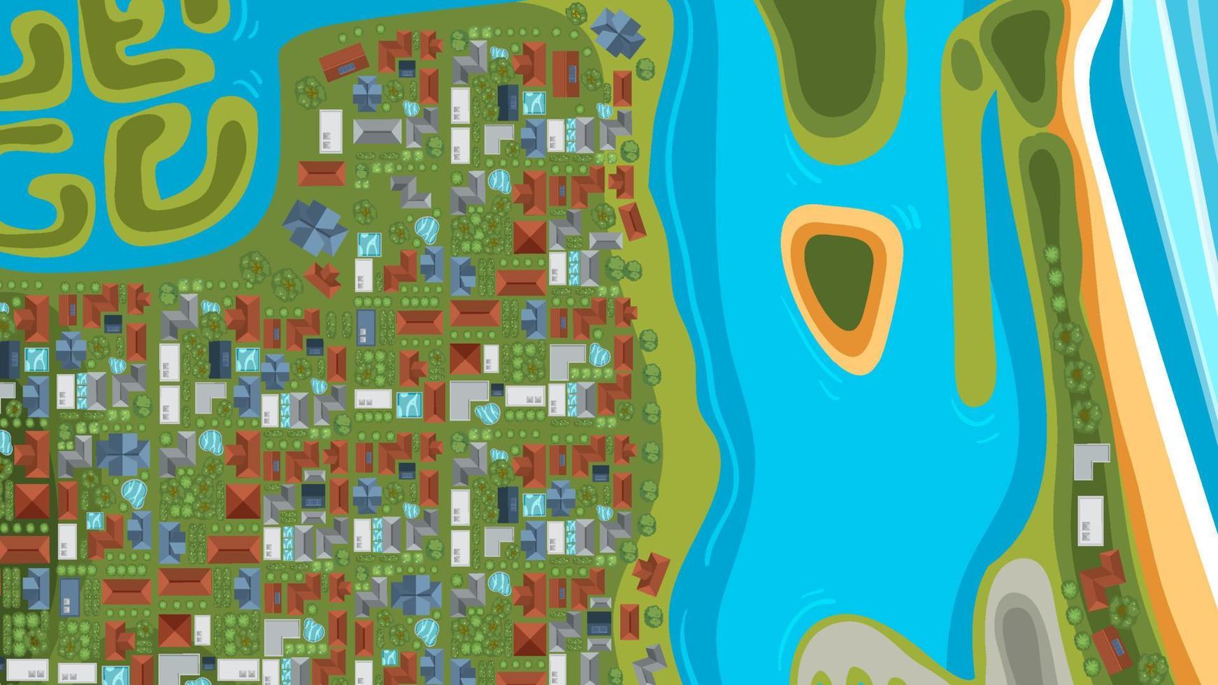 Aerial view of the houses near the beach Gold Coast Australia vector