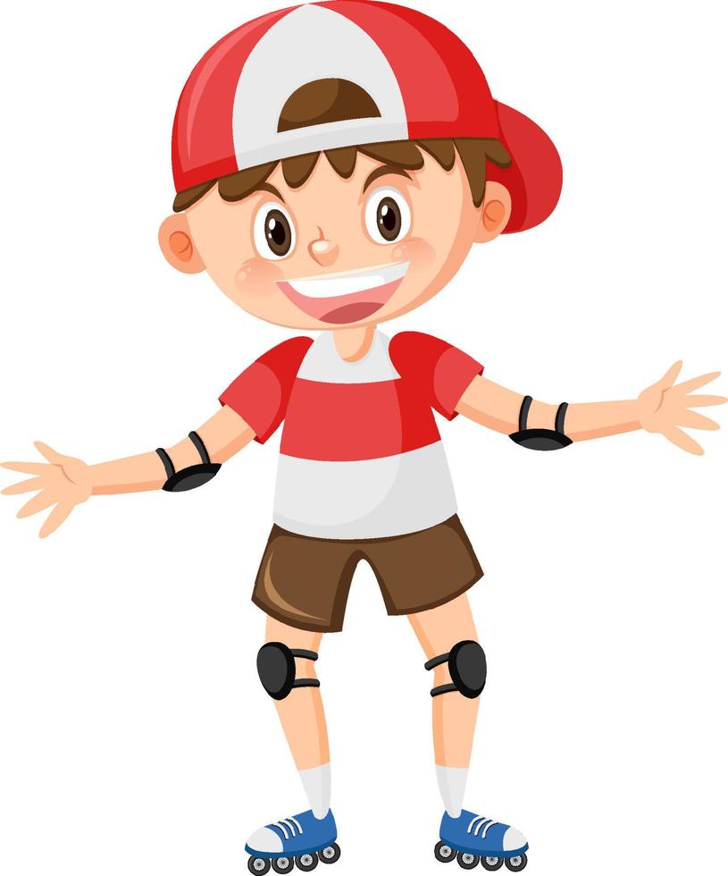 Cute boy on inline skates vector