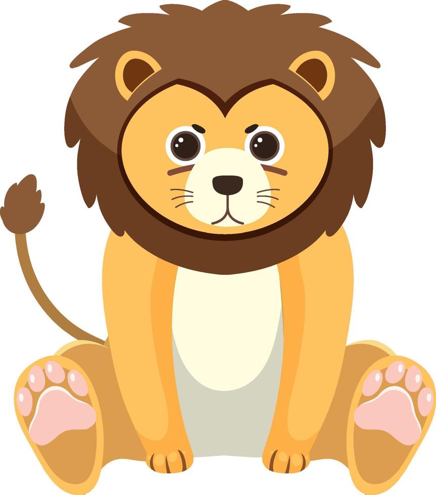 Cute lion in flat style vector