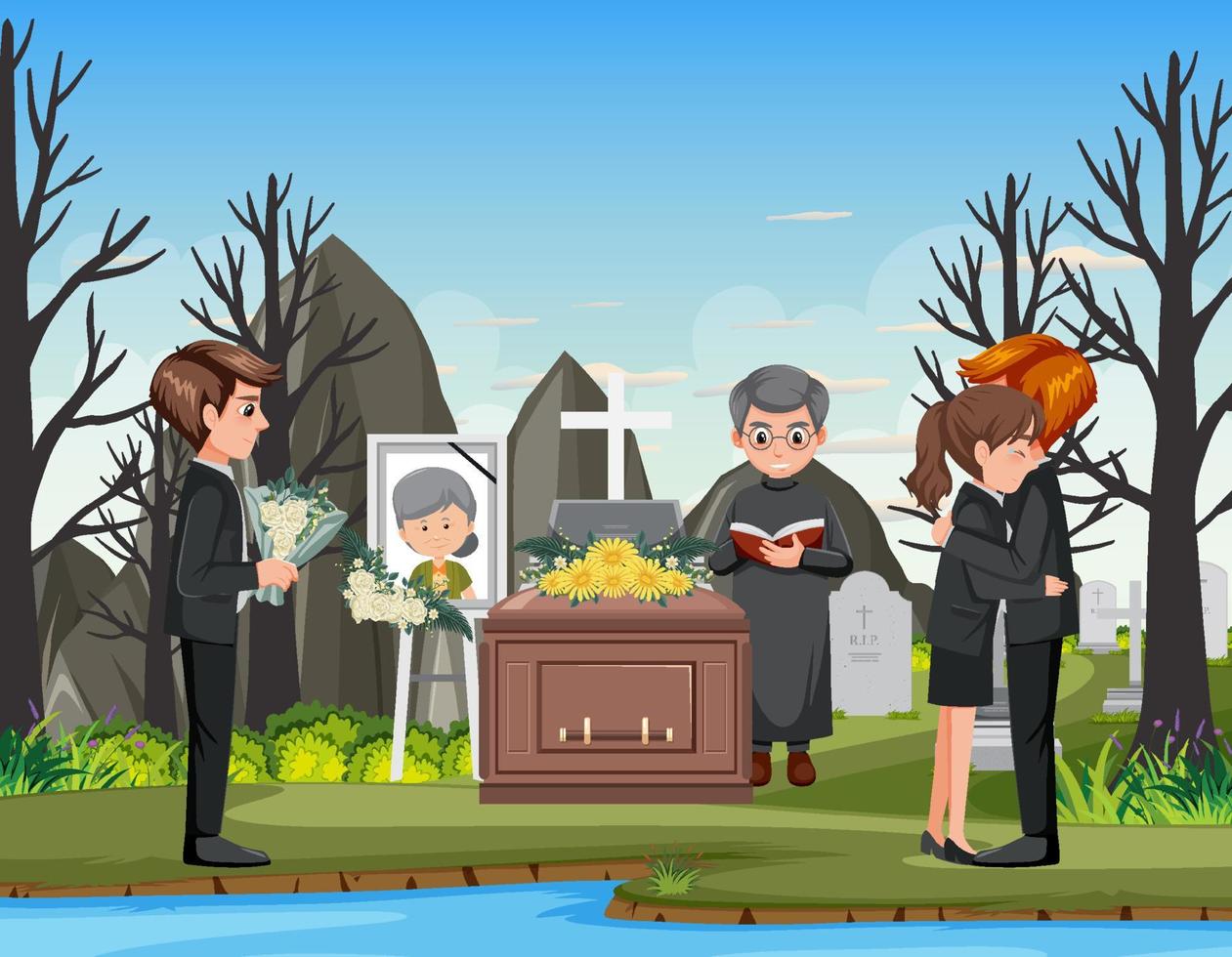 Funeral ceremony in Christian religion vector