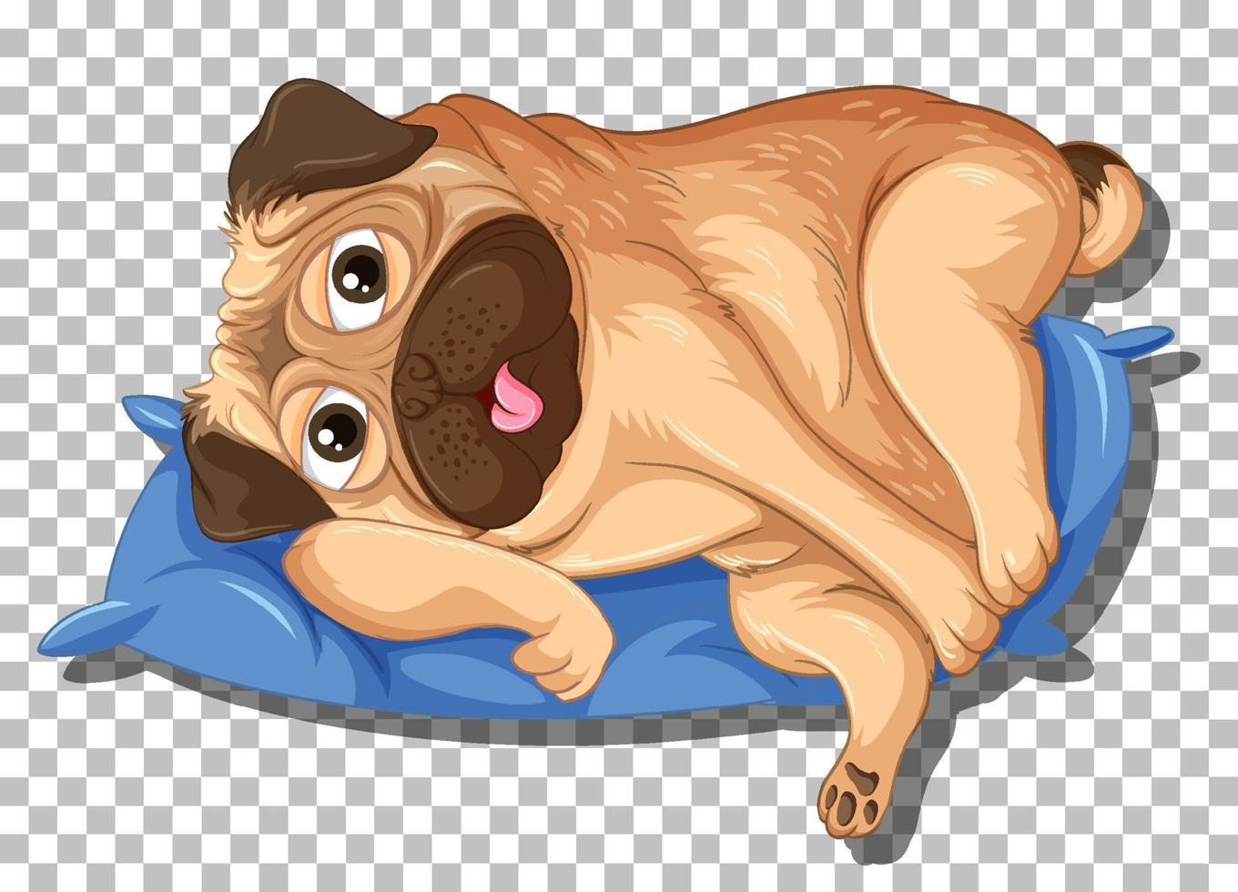 Pug dog on pillow cartoon character vector