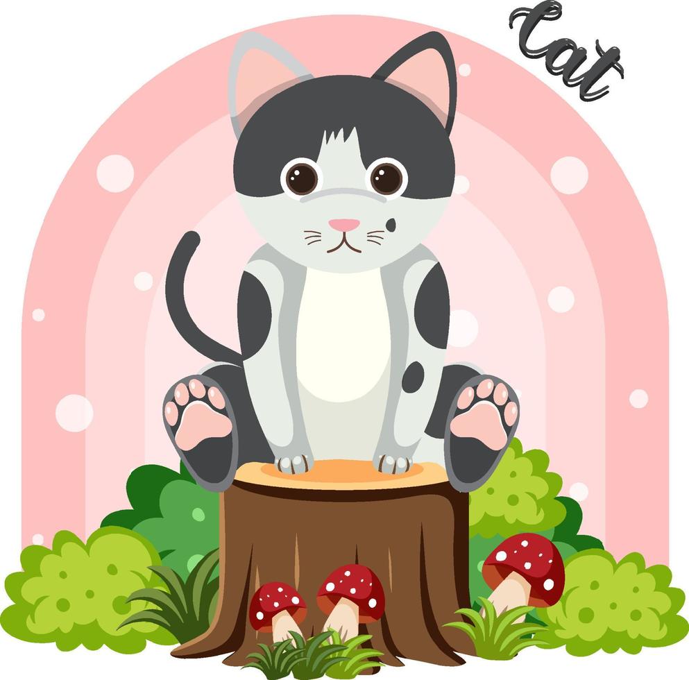Cute cat in cartoon flat style vector
