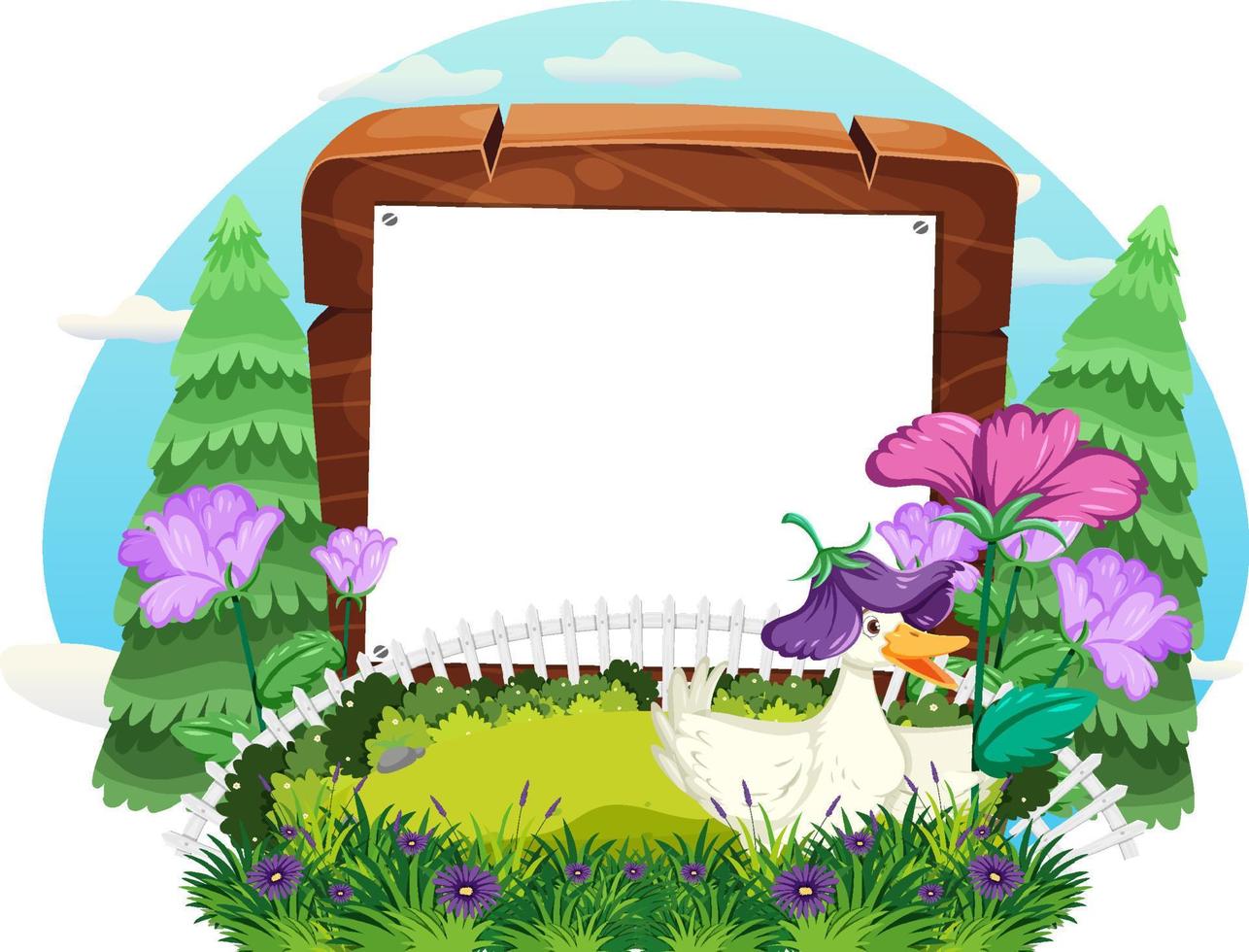 Empty board template with cartoon character vector