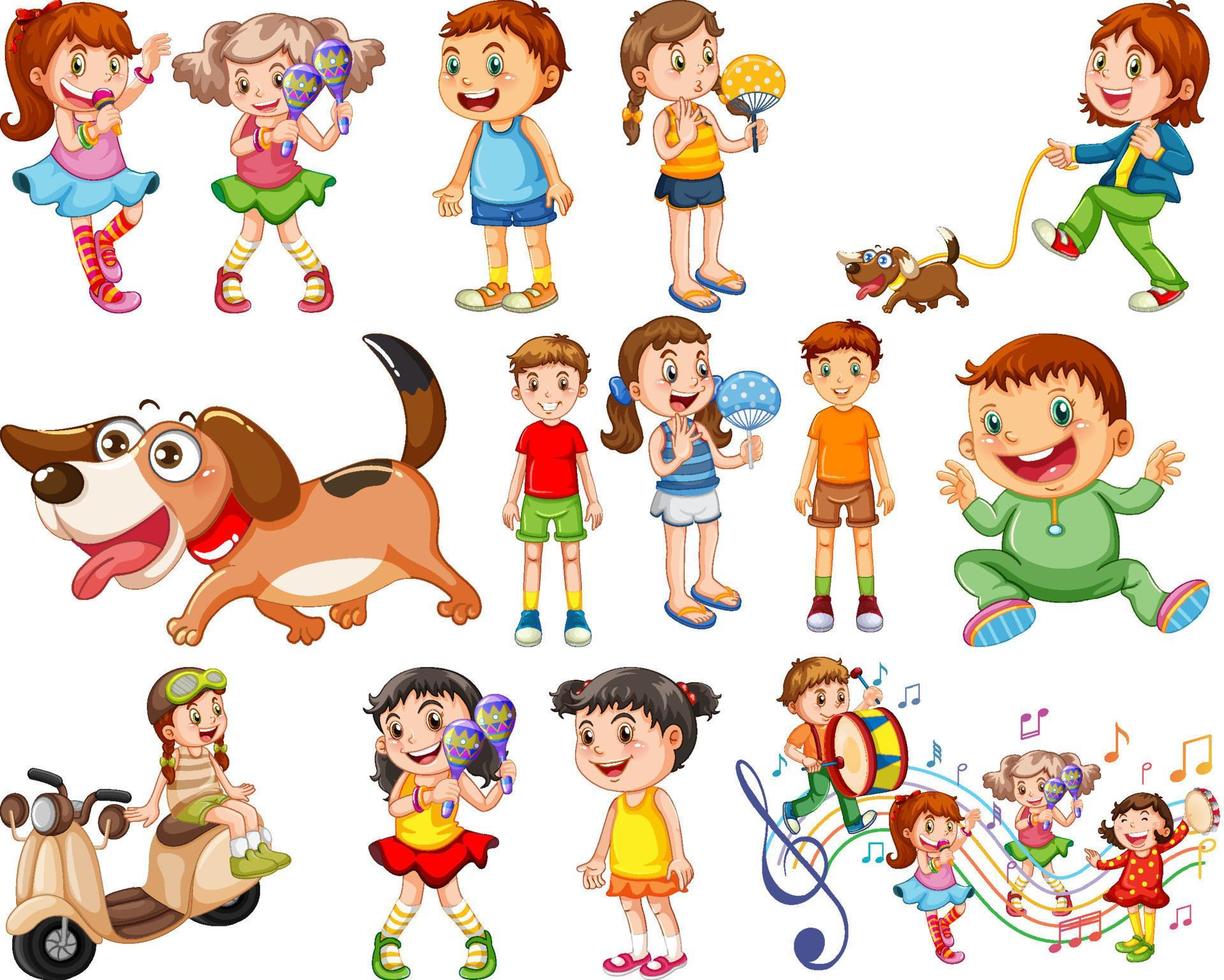 Happy children in different actions vector