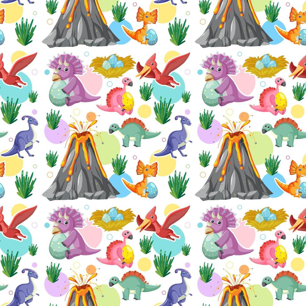 Cute dinosaur seamless pattern vector