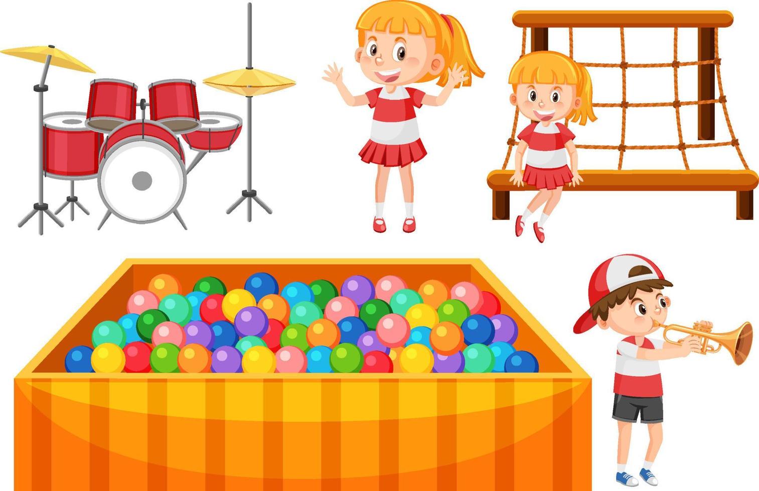 Set of children doing different activities vector