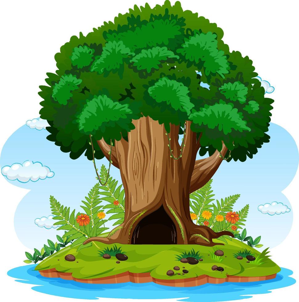 Big tree isolated cartoon vector