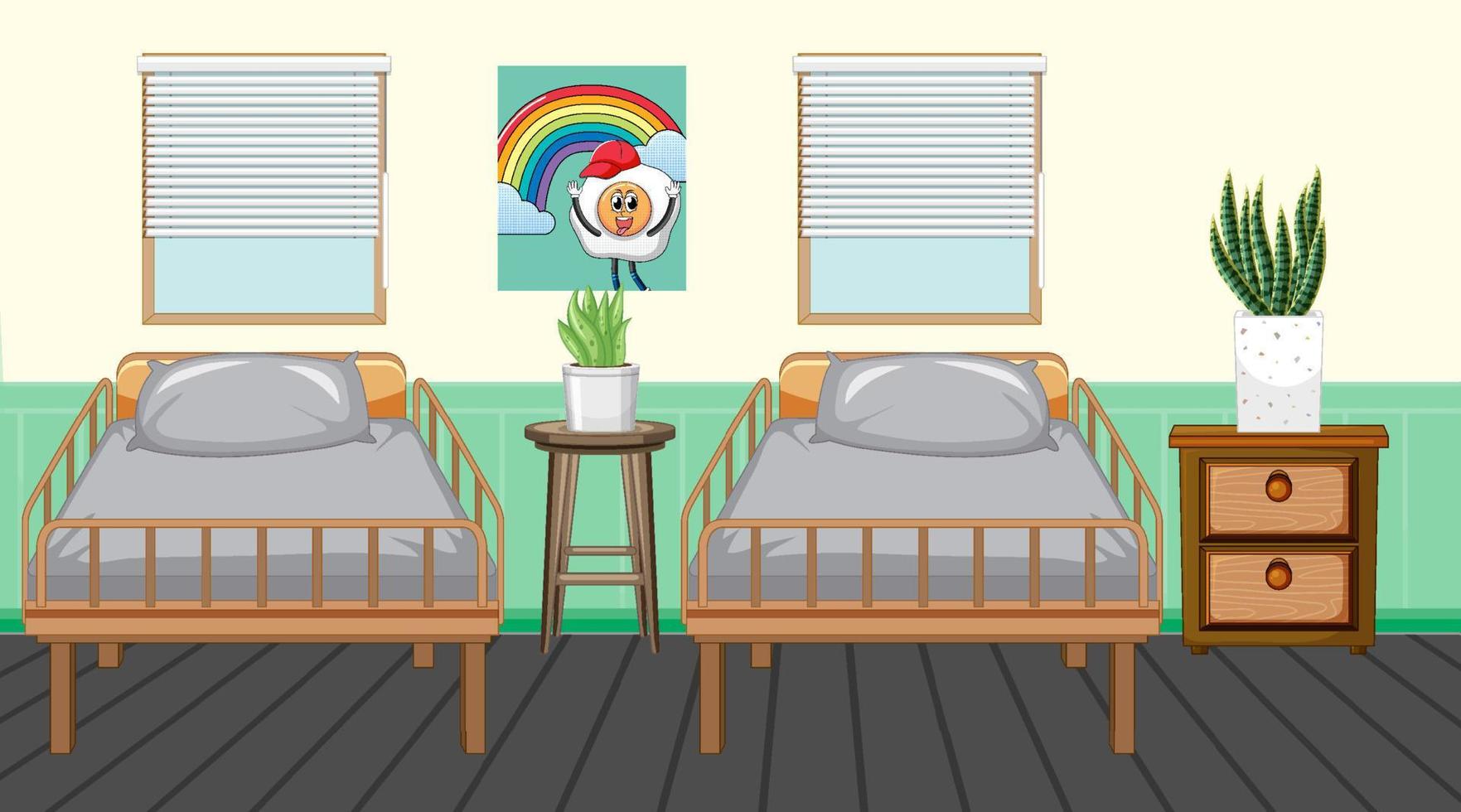 dormitorio infantil con muchos muebles vector