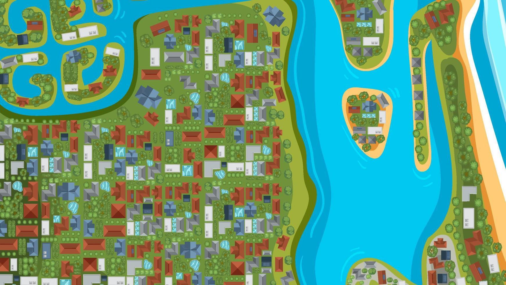 Aerial view of beach town vector