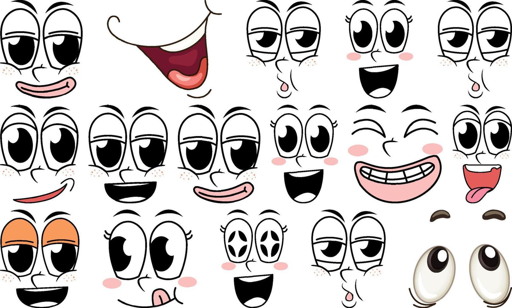 Set of facial expression on white background vector