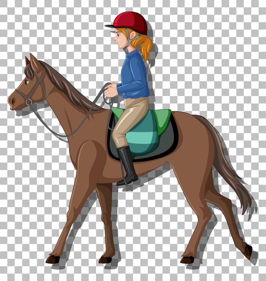 mujer montando un caballo aislado vector