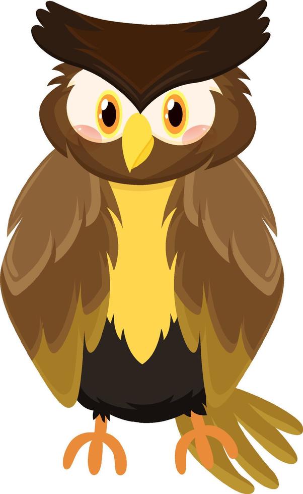 Brown owl bird in cartoon style vector