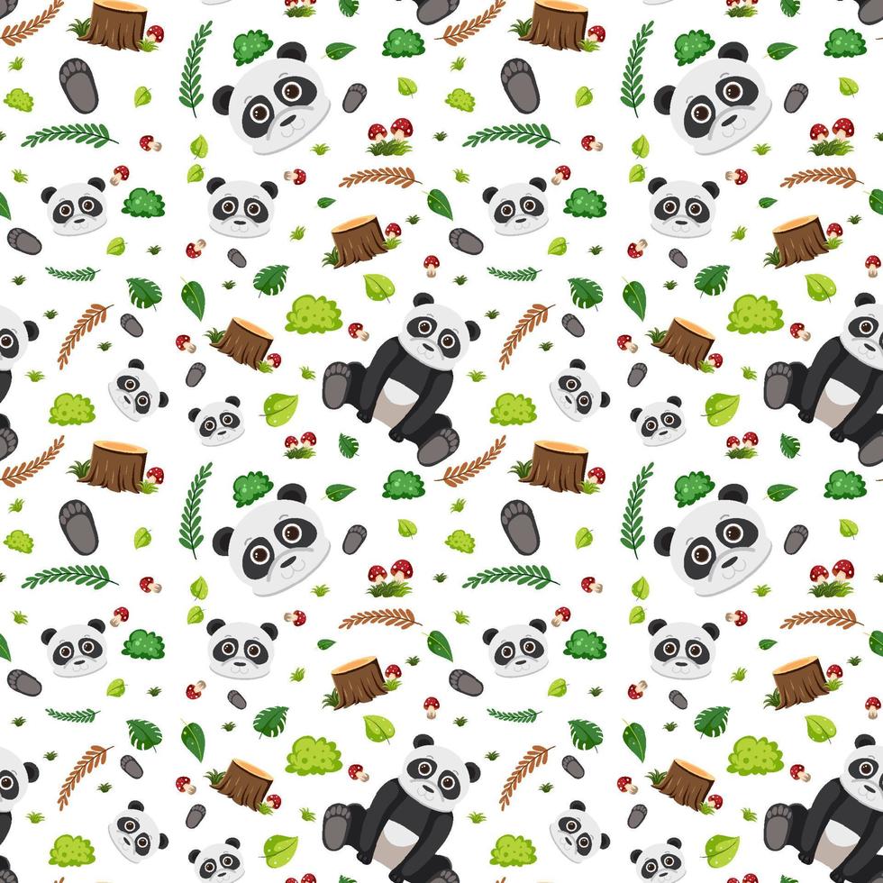 Panda cute animal seamless pattern vector